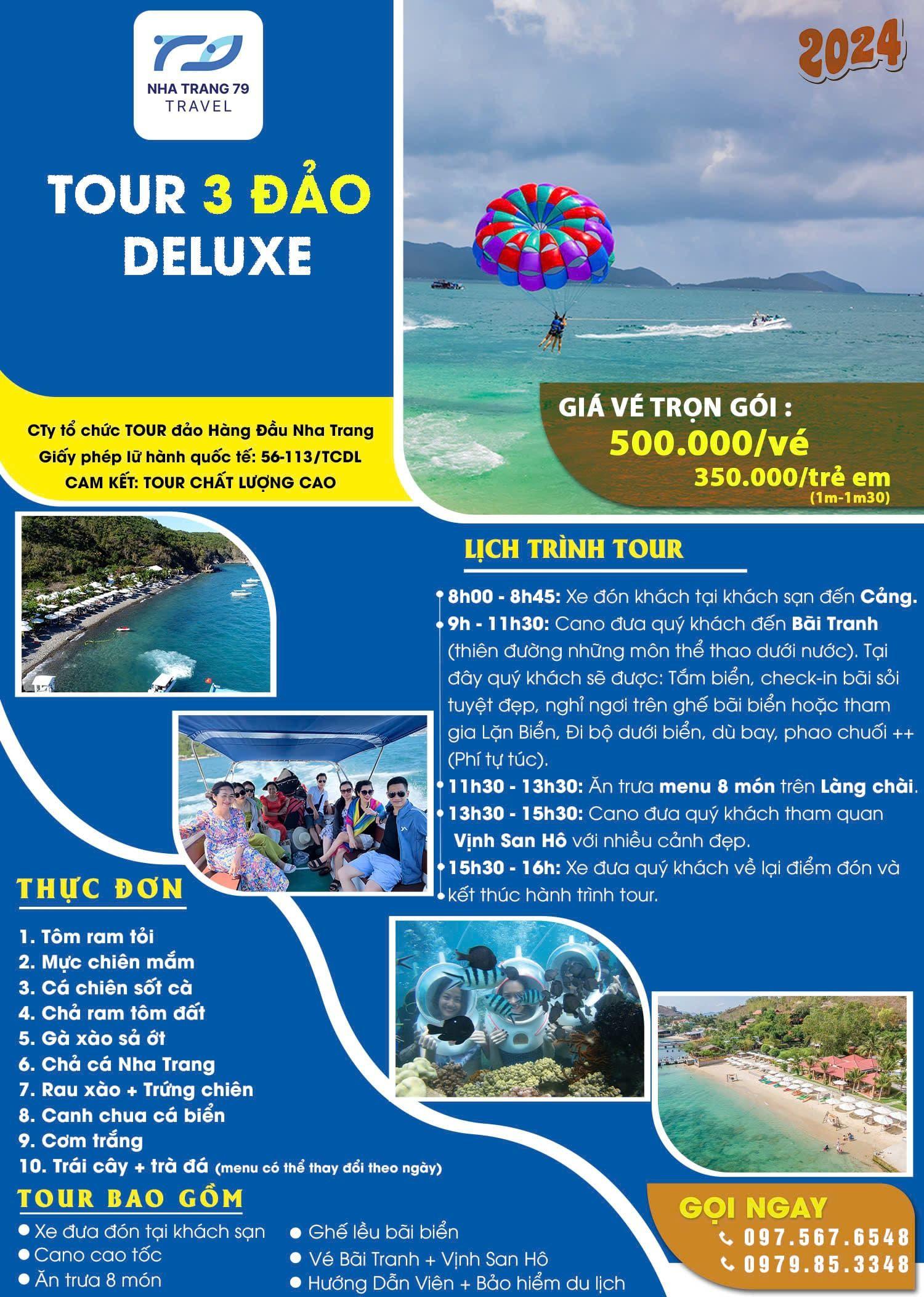 tour 3 đảo deluxe nha trang