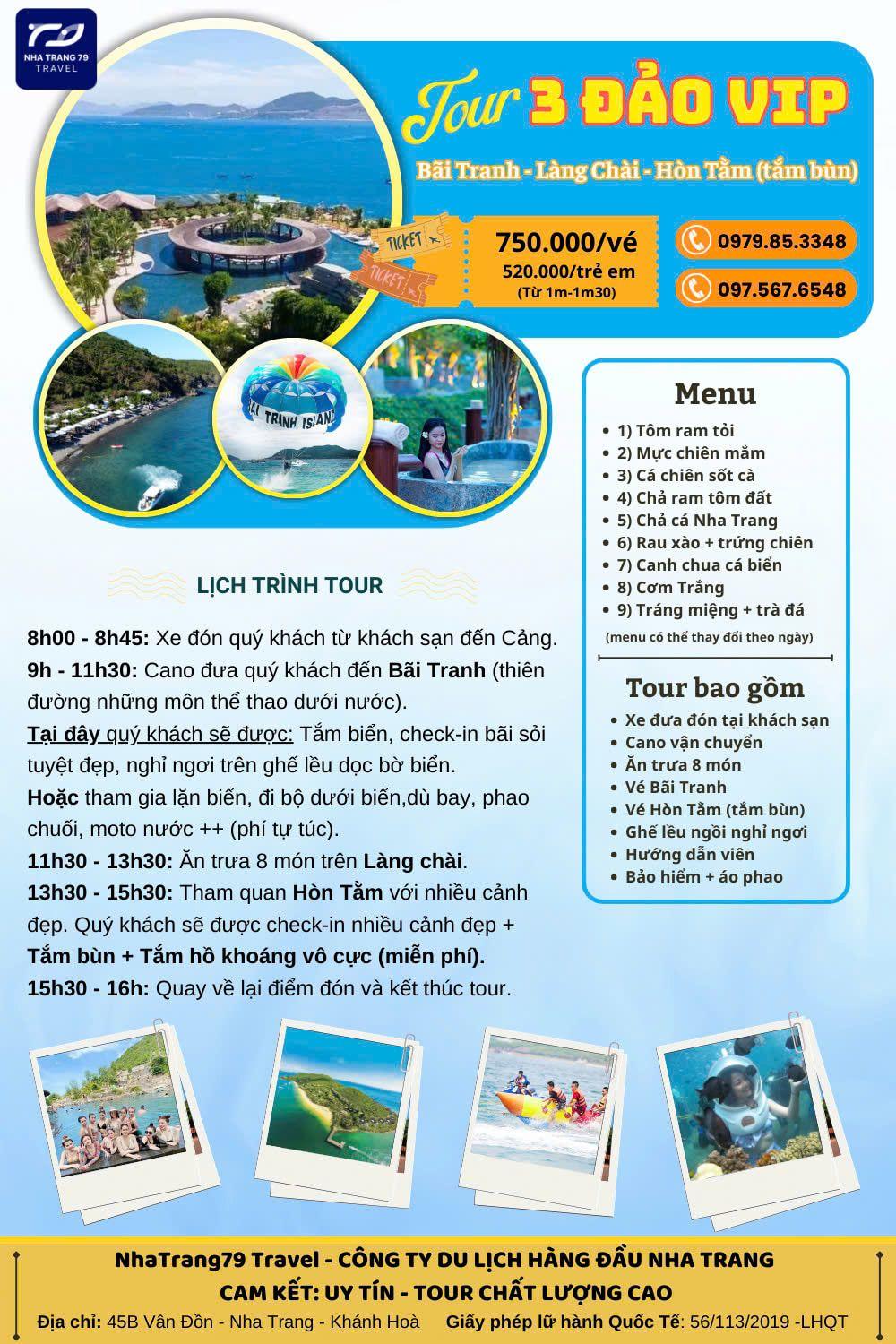tour 3 đảo vip hòn tằm nha trang